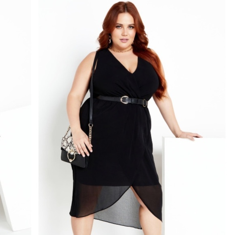 NEWT City Chic Black Sheer Overlay Dress